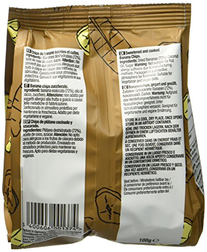 Marca Amazon - Happy Belly Chips de plátano, 7 x 100gr
