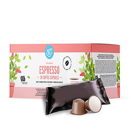 Marca Amazon - Happy Belly Espresso Café UTZ molido de tueste natural en cápsulas (compostables) compatibles con Nespresso, 30 cápsulas (3x10)