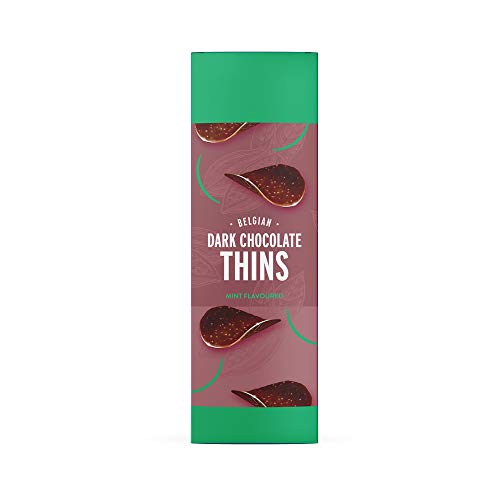 Marca Amazon - Happy Belly - Láminas de chocolate negro belga - Sabor a menta,4x125g