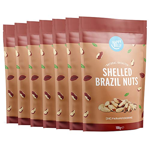 Marca Amazon - Happy Belly Nueces de Brasil sin cáscara, 7 x 100g