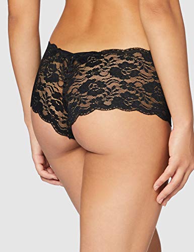 Marca Amazon - IRIS & LILLY Braga Boy Short de Encaje Mujer, Pack de 3, Negro (Black), M, Label: M