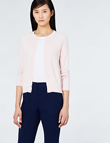 Marca Amazon - MERAKI Chaqueta de Algodón Mujer Cuello Redondo, Rosa (Pale Pink), 40, Label: M