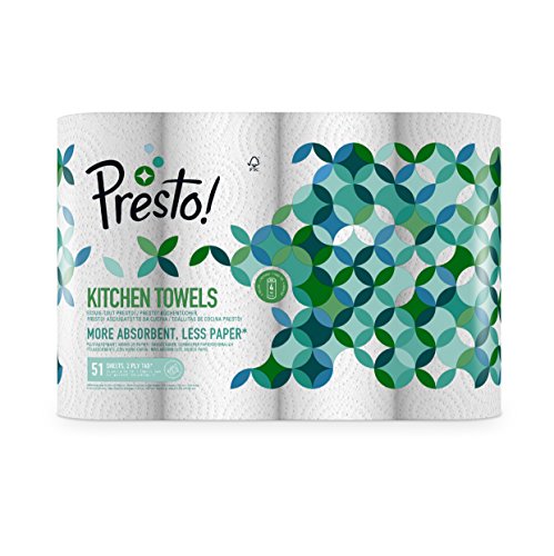 Marca Amazon - Presto! Papel de cocina - 32 (8x4) rollos de 2 capas (51 hojas x rollo)