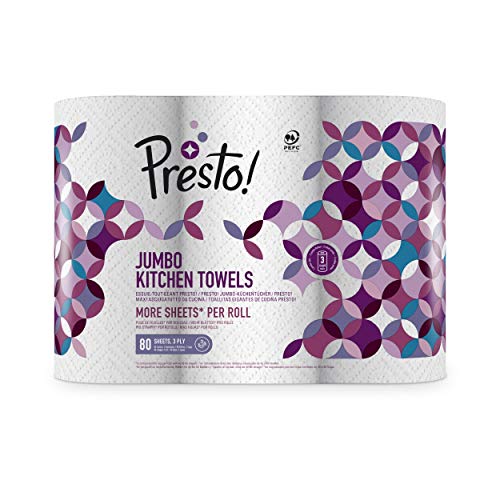 Marca Amazon - Presto! Papel de cocina extragrande - 18 (6x3) rollos de 3 capas (80 hojas x rollo)