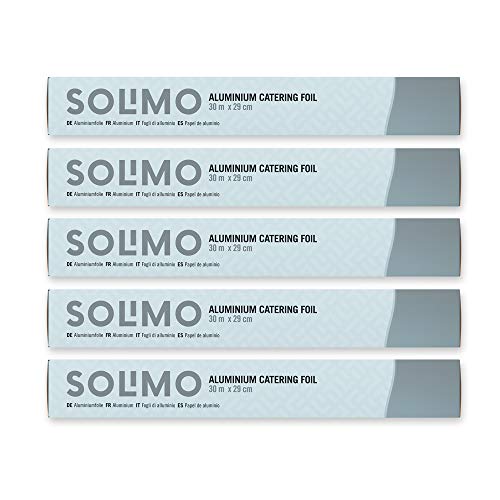 Marca Amazon - Solimo Papel de Aluminio - 29 cm x 30 m - 5 rollos