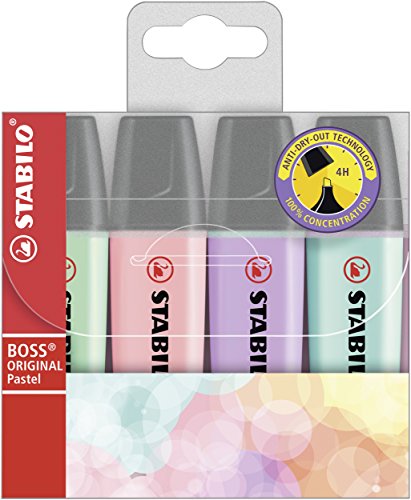 Marcador Pastel STABILO BOSS Original - Estuche con 4 colores pastel