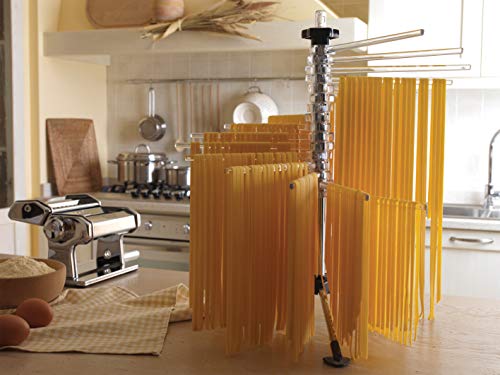 Marcato 8329RD Atlas - Tendedero para pasta, Tacapasta, fabricado en Italia, acero y policarbonato, plegable, color rojo, aluminio