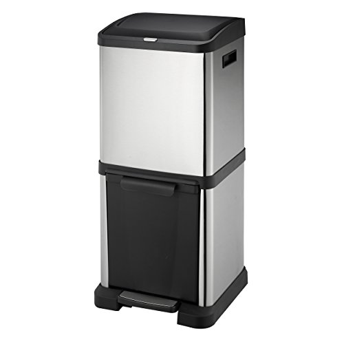 Mari Life Cubo Basura Reciclaje | Contenedor Reciclaje en Acero Inoxidable | 2 Unidades Basura Extraible | Comida, Papel, Vidrio y Plastica | 34 litros (16L + 18L)