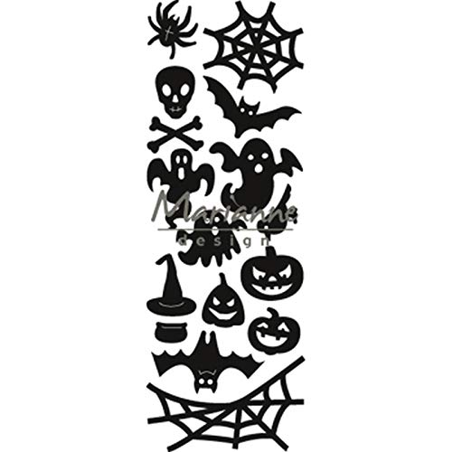 Marianne Design CR1450 Craftables Plantillas de Corte y Embossing, Halloween, Víspera de Todos los Santos, para Proyectos de Manualidades de Papel, Metal, plateado, 2,8 x 6,7 cm