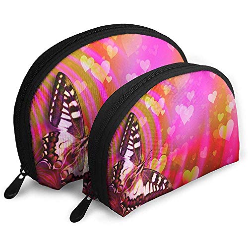 Mariposa Amor Romance Bolsas portátiles Bolsa de Maquillaje Bolsa de Aseo, Bolsas de Viaje portátiles multifunción Pequeña Bolsa de Embrague de Maquillaje con Cremallera