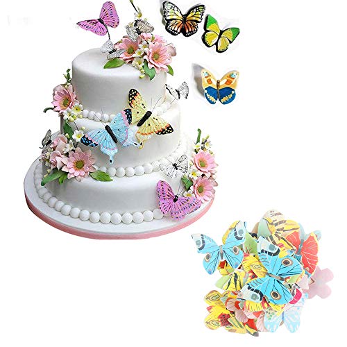 Mariposa comestible primero de la magdalena del papel de arroz Pastel, Decoración color mezclado, la torta de cumpleaños boda Herramientas - 42pcs