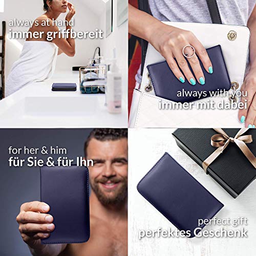 marQus Set de manicura y pedicura de 12 piezas de Solingen Alemania - Set manicura con todo lo necesario para hombre y mujer en estuche de piel auténtica color: azul marino