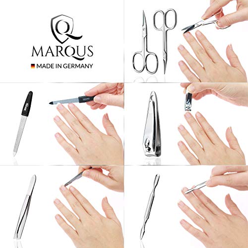 marQus set manicura de 6 piezas de Solingen Alemania - Set de manicura y pedicura para hombre y mujer en estuche de piel auténtica, kit de manicura y pedicura ideal para viaje