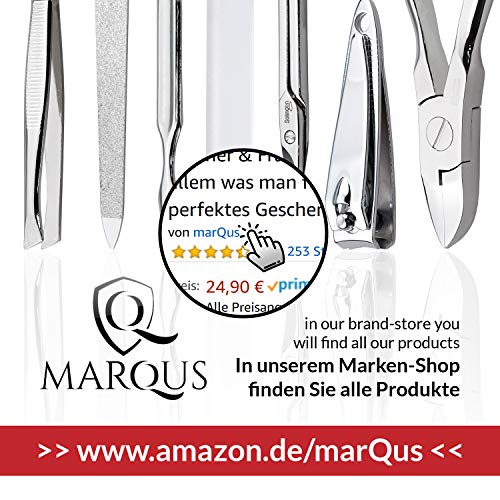 marQus set manicura de 6 piezas de Solingen Alemania - Set de manicura y pedicura para hombre y mujer en estuche de piel auténtica, kit de manicura y pedicura ideal para viaje