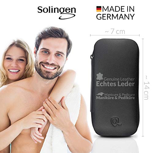 marQus set manicura de 7 piezas de Solingen Alemania - Set de manicura y pedicura en estuche de piel, 2 tijeras, cortaúñas, lima, retira-cutícula, alicate y pinza - kit de cuidado de uñas