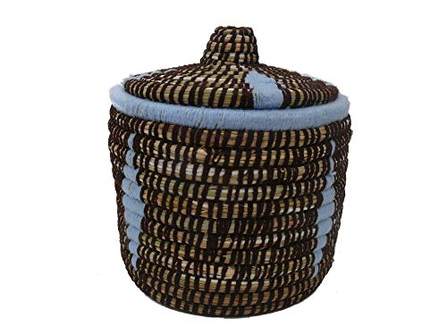 Marrakech Accessoires Cesta de Mimbre con la Cesta Tapa de la Caja de Pan Hecho a Mano África Alrededor de 20 cm x 22 cm