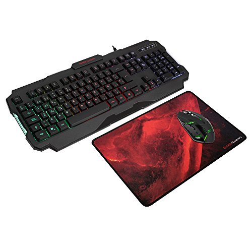 Mars Gaming MCP118, Pack Gaming RGB de Teclado, Ratón y Alfombrilla, Layout ES