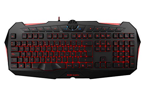 Mars Gaming MK215 - Teclado gaming de membrana (software dual, programable, 5 teclas para macros, 4 perfiles, 4 teclas multimedia, RGB 7 colores, antighosting, teclas desmontables y extras, USB)