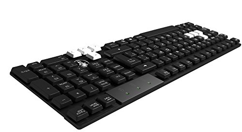 Mars Gaming MKHA0 - Teclado gaming para PC (respuesta ultra-rápida, iluminación LED blanca, anti-ghosting, teclas elevadas y extraíbles, base metálica, USB oro), color negro