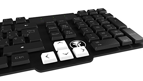 Mars Gaming MKHA0 - Teclado gaming para PC (respuesta ultra-rápida, iluminación LED blanca, anti-ghosting, teclas elevadas y extraíbles, base metálica, USB oro), color negro