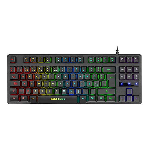 Mars Gaming MKTKL, teclado H-mecánico Negro RGB 8 efectos, antighosting, español