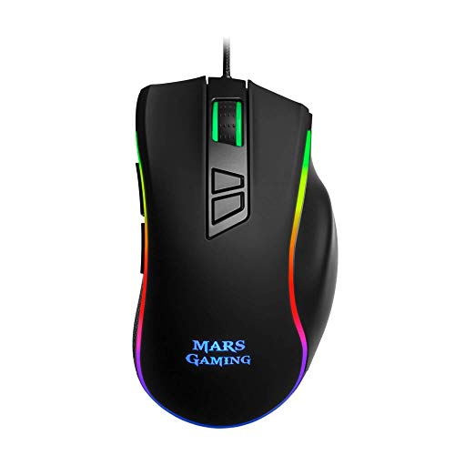 Mars Gaming MM318 - Ratón PC, 24000DPI, óptico, botón SNIPE, RGB, grip magnético