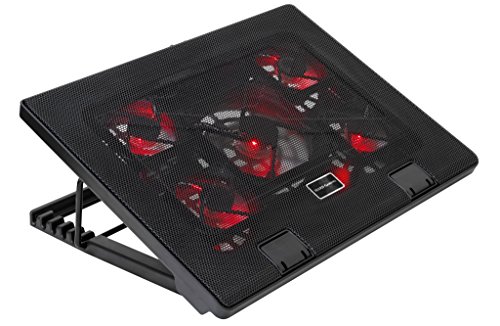 Mars Gaming MNBC2, Base PC, 5 Ventiladores, LED Roja, 2 x USB 2.0, 17.35", Negro