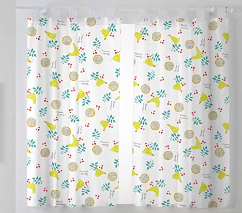 Martina Home Gallinas Cortinas Visillo para Cocina, Tela, Amarillo, 100 x 140 cm (Pack 2 Unidades)