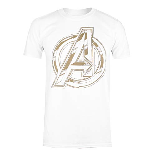 Marvel The Avengers Infinity Logo Camiseta, Blanco (White White), L para Hombre