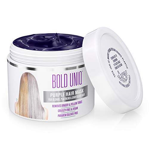 Mascarilla de Pelo Morado-Matizador para Cabello Rubio y Gris - para Tintes Color Platino, Blanco y Gris - Acondicionador y Reparación de Cabello Seco, Dañado y Decolorado - Sin Sulfatos