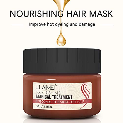 Mascarilla Tratamiento Cabello Acondicionador Magico para el Cabello 5 segundos Reparación de la Raíz del Cabello Seco y Dañado Recupera la Elasticidad del Cabello Nutre 60ML