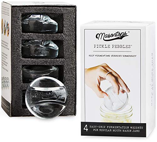 Masontops Pickle Pebble Pesos de Vidrio Infinity para la Fermentación - Set de Pesos para Fermentación - Boca Regular Fermentación en Frascos Mason