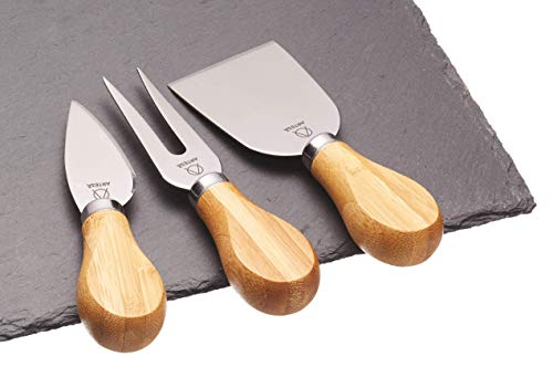 Master Class – 35 x 25 cm), artesa Slate tabla de cortar con cuchillos para queso de acero inoxidable