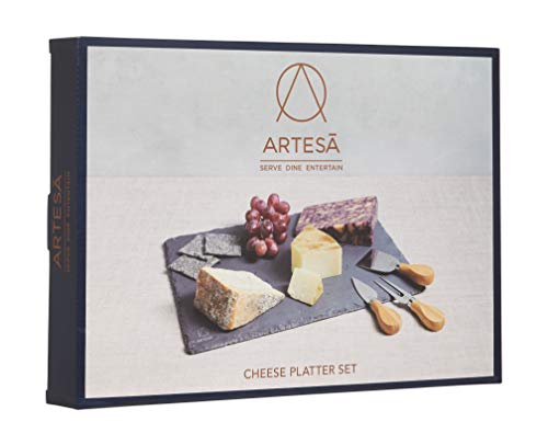 Master Class – 35 x 25 cm), artesa Slate tabla de cortar con cuchillos para queso de acero inoxidable