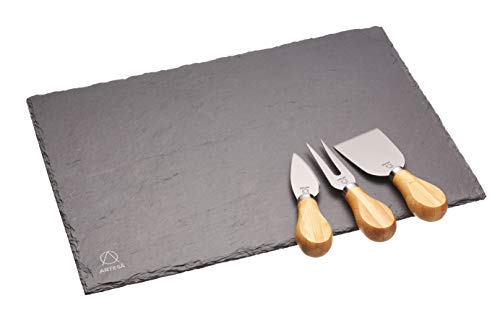 Master Class – 35 x 25 cm), artesa Slate tabla de cortar con cuchillos para queso de acero inoxidable