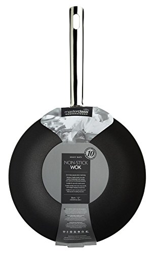 Master Class Professional Wok Antiadherente, Acero, Negro, 30 cm (12 inch)