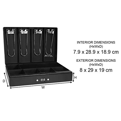 Master Lock 7147EURD Caja Fuerte [Combinación] [con Portamonedas Interior] [Manejar] 7147EURD-Caja de Seguridad para Pequeña, Smarphone, Documentos, Negro