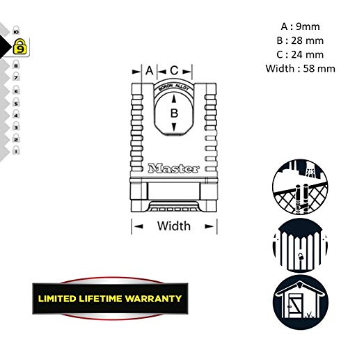 Master Lock M1177EURD latón Macizo de Alta Resistencia [Arco Cerrado] [Candado con combinación] M1177EURD-Diseño antióxido, ultrarresistente e Impermeable