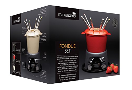 masterclass Kitchen Craft Set de Fondue de Hierro esmaltado (con 6 Pinchos), Color Negro