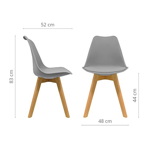 MASTERITEM Silla Nórdica (Pack 4) - Silla escandinava One Gris - Silla Nordic Scandi Inspirada en Silla Eames DSW - Mona - (Elige tu Color)