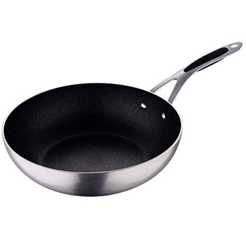 MasterPro Wok 28x8 cm Aluminio prensado Apta para inducción Gravity, Negro