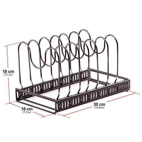 Masthome Organizador Ajustable para Sartenes con Capacidad para 7 Sartenes y Tapas para Utensilios de Cocina y Almacenamiento,Soporte para Sartenes con 1 Paño de Limpieza