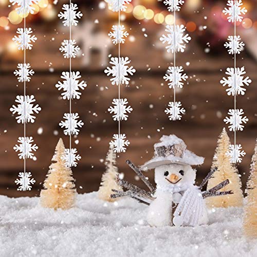 Matogle 3 pcs Guirnalda Copo de Nieve 3 Metros para Árbol de Navidad Colgante para Fiesta de Navidad 3D Blanco Adorno Colgar en Ventana Techo 36 Piezas Copos de Nieve Hecho de Papel