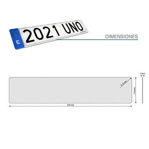 MATRICULA ACRILICA DE POLICARBONATO PARA COCHE 100% HOMOLOGADA (Larga Europea)