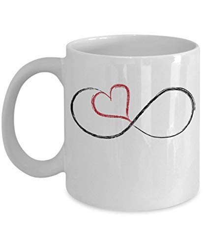 Maureen52Dorothy Infinity Heart - Taza de cerámica blanca y negra de 325 ml, regalo para el Día de San Valentín, Día de la Madre, cumpleaños, mamá, esposa, novia, novia Bestie