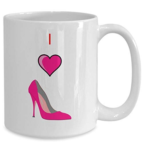 Maureen52Dorothy - Taza de café con tacones altos para mujer, diseño con texto en inglés "I Love High Heels I Love High Tacones sensuales de tacón alto, regalo divertido para oficina, 11oz