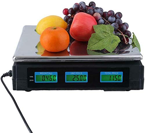 Maxell Power BASCULA BALANZA Comercial para Pesar Fruta VERDURA Peso 40KG Suma BATERIA Y 220V