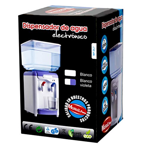 MAXELLPOWER DISPENSADOR DE Agua LIQUIDOS 7 litros con 2 GRIFOS Grifo Frio Y del Tiempo 7L (Morado)