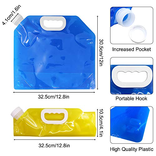 maxin Envase de Agua Plegable de 5 litros, Portador de Agua de plástico Libre de BPA, Conjunto de Bolsa de Agua Plegable 3 para Acampar al Aire Libre.