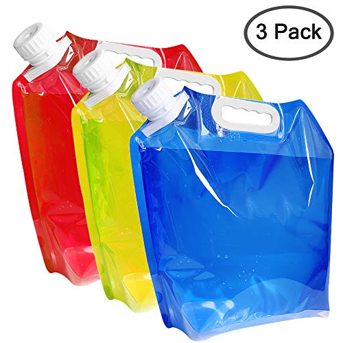 maxin Envase de Agua Plegable de 5 litros, Portador de Agua de plástico Libre de BPA, Conjunto de Bolsa de Agua Plegable 3 para Acampar al Aire Libre.